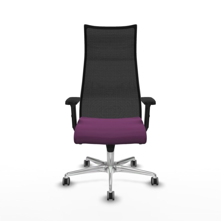 Albacete malla sincro malla negra similpiel morado brazos 2D base aluminio ruedas 65mm engomadas