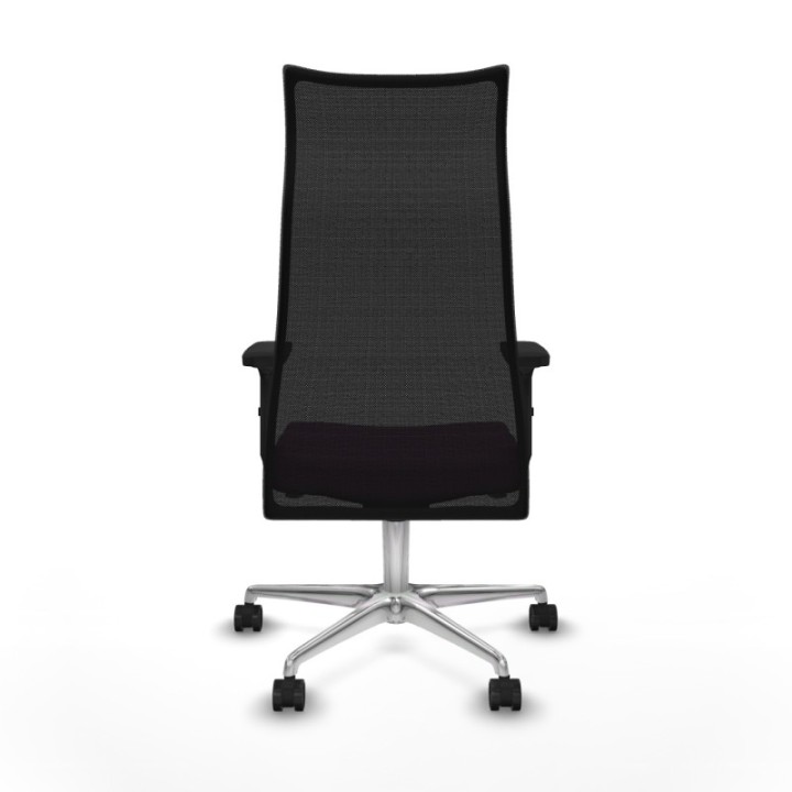 Albacete malla sincro malla negra similpiel morado brazos 2D base aluminio ruedas 65 mm nailon