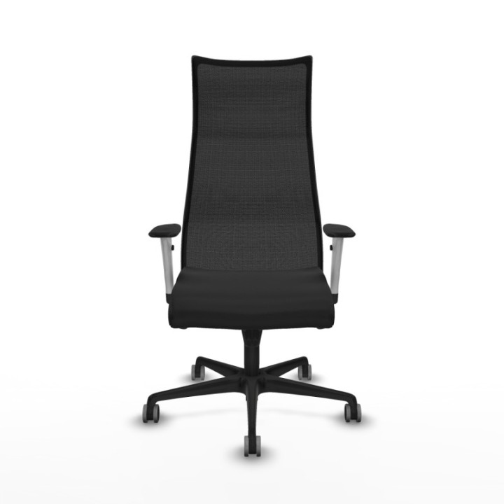 Albacete malla sincro malla negra similpiel negro brazos blancos base nailon ruedas 65mm engomadas