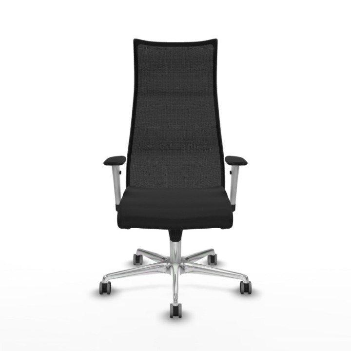 Albacete malla sincro malla negra similpiel negro brazos blancos base aluminio ruedas 65mm engomadas