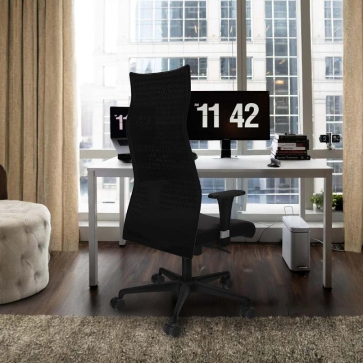 Albacete malla sincro malla negra similpiel negro brazos 1D base nailon ruedas 65 mm nailon