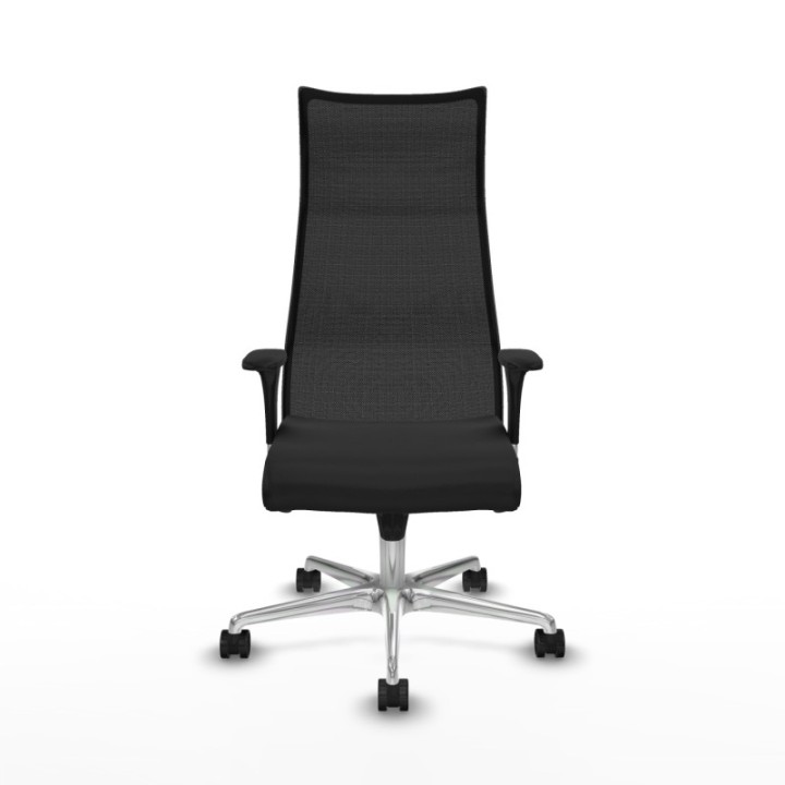 Albacete malla sincro malla negra similpiel negro brazos 1D base aluminio ruedas 65 mm nailon