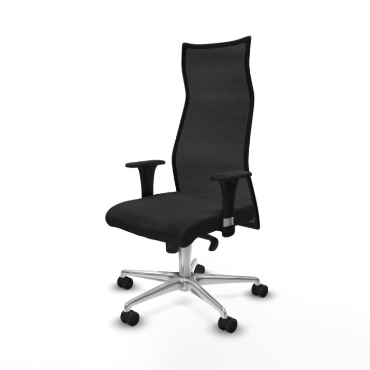 Albacete malla sincro malla negra similpiel negro brazos 1D base aluminio ruedas 65 mm nailon