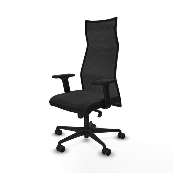 Albacete malla sincro malla negra similpiel negro brazos 2D base nailon ruedas 65 mm nailon