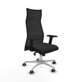 Albacete malla sincro malla negra similpiel negro brazos 2D base aluminio ruedas 65mm engomadas