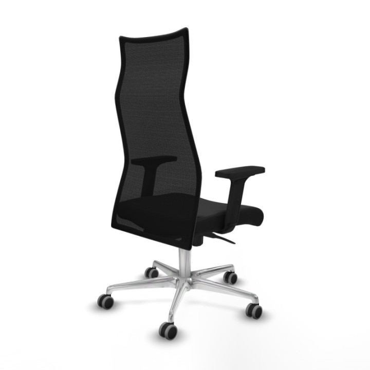 Albacete malla sincro malla negra similpiel negro brazos 2D base aluminio ruedas 65mm engomadas