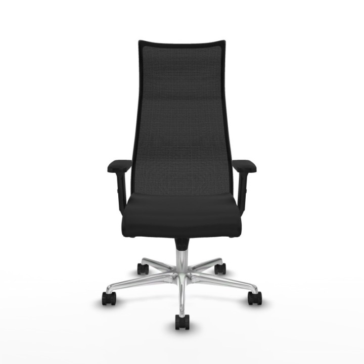 Albacete malla sincro malla negra similpiel negro brazos 2D base aluminio ruedas 65 mm nailon