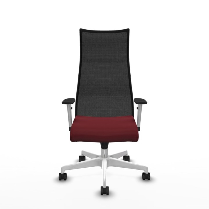 Albacete malla sincro malla negra similpiel granate brazos blancos base blanca ruedas 65 mm nailon