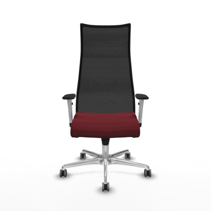 Albacete malla sincro malla negra similpiel granate brazos blancos base aluminio ruedas 65mm engomadas