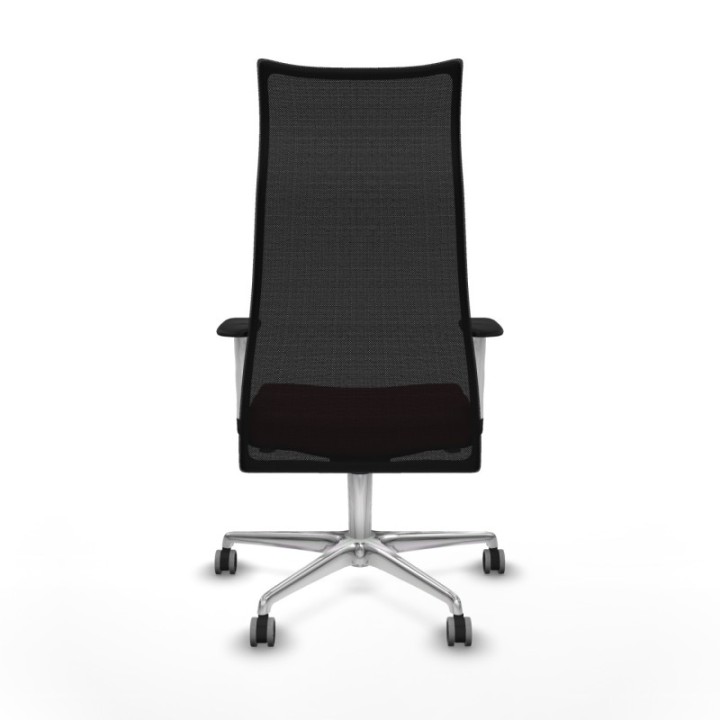 Albacete malla sincro malla negra similpiel granate brazos blancos base aluminio ruedas 65mm engomadas