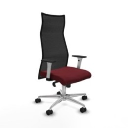 Albacete malla sincro malla negra similpiel granate brazos blancos base aluminio ruedas 65 mm nailon