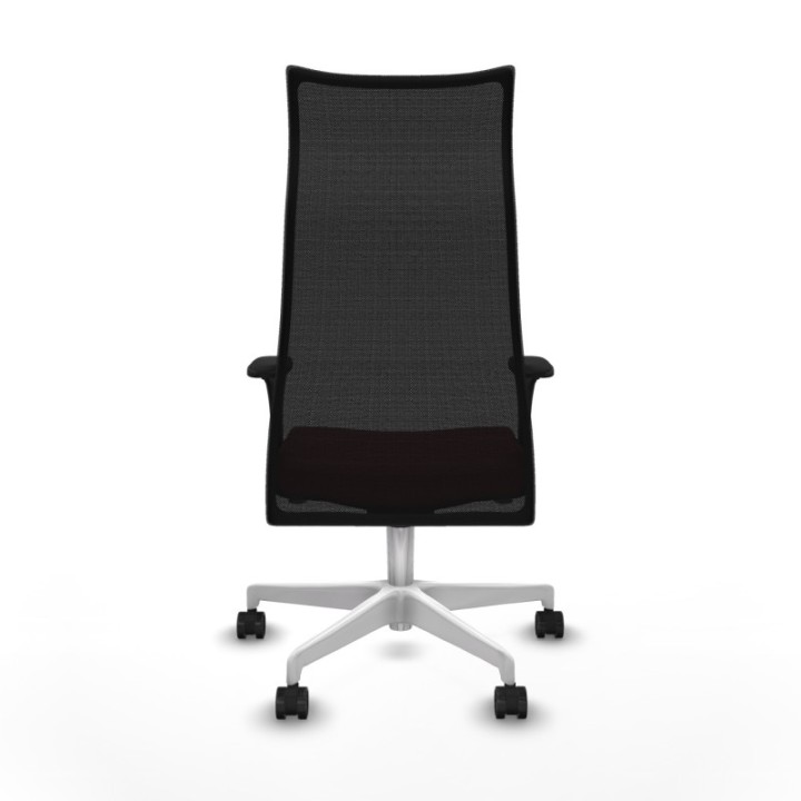 Albacete malla sincro malla negra similpiel granate brazos 1D base blanca ruedas 65 mm nailon