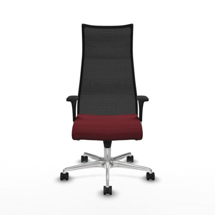 Albacete malla sincro malla negra similpiel granate brazos 1D base aluminio ruedas 65 mm nailon