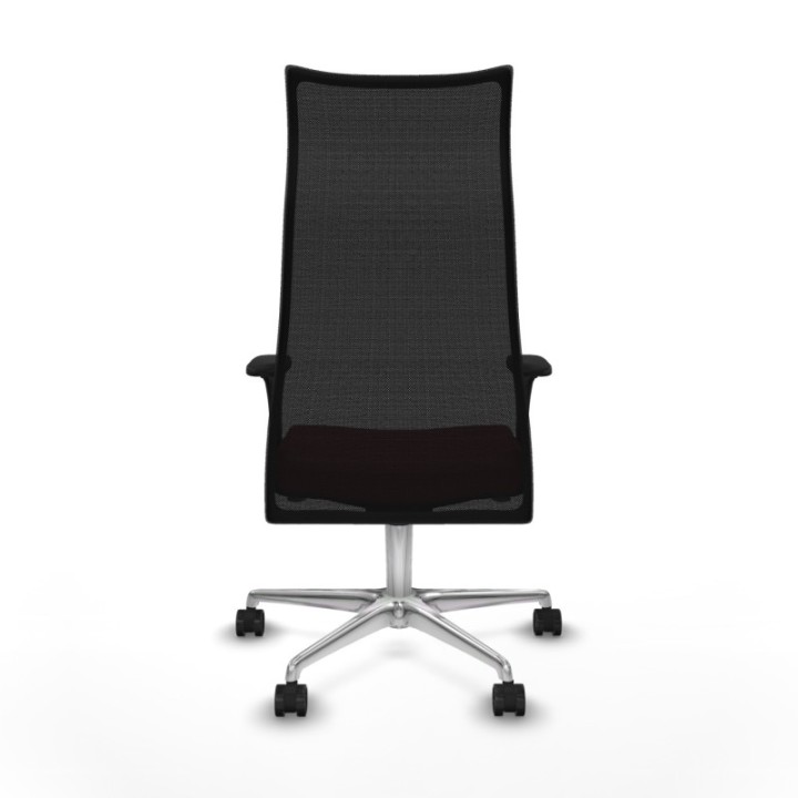 Albacete malla sincro malla negra similpiel granate brazos 1D base aluminio ruedas 65 mm nailon