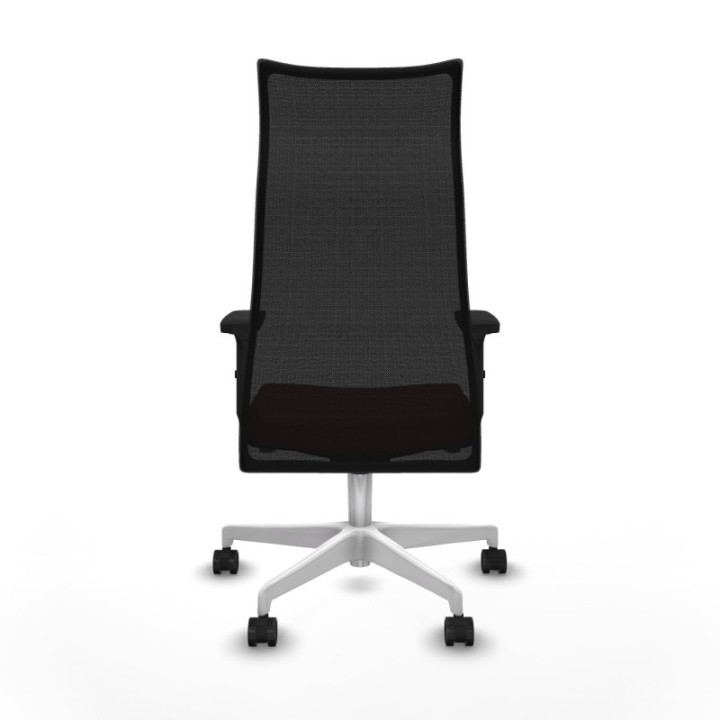 Albacete malla sincro malla negra similpiel granate brazos 2D base blanca ruedas 65 mm nailon