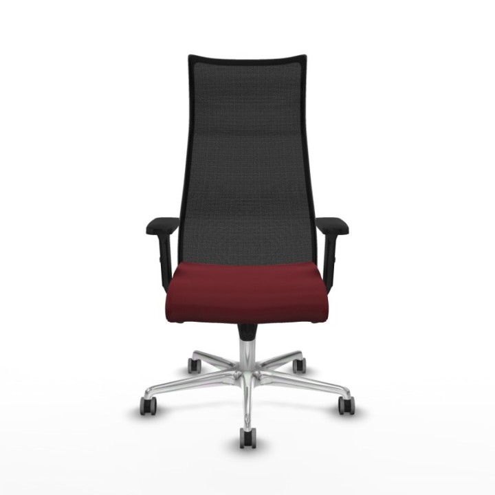 Albacete malla sincro malla negra similpiel granate brazos 2D base aluminio ruedas 65mm engomadas