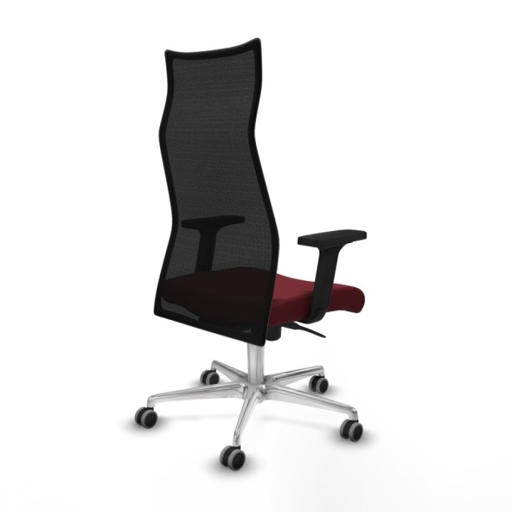 Albacete malla sincro malla negra similpiel granate brazos 2D base aluminio ruedas 65mm engomadas