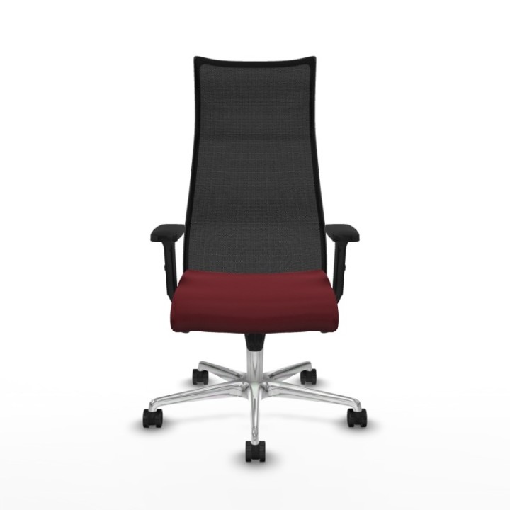 Albacete malla sincro malla negra similpiel granate brazos 2D base aluminio ruedas 65 mm nailon