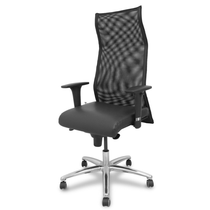 Sillón Albacete malla XL similpiel negro hasta 160kg