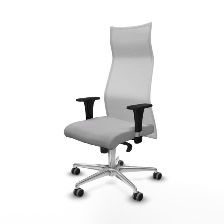 Albacete malla XL sincro malla blanca bali gris claro brazos 1D base aluminio ruedas 65mm engomadas