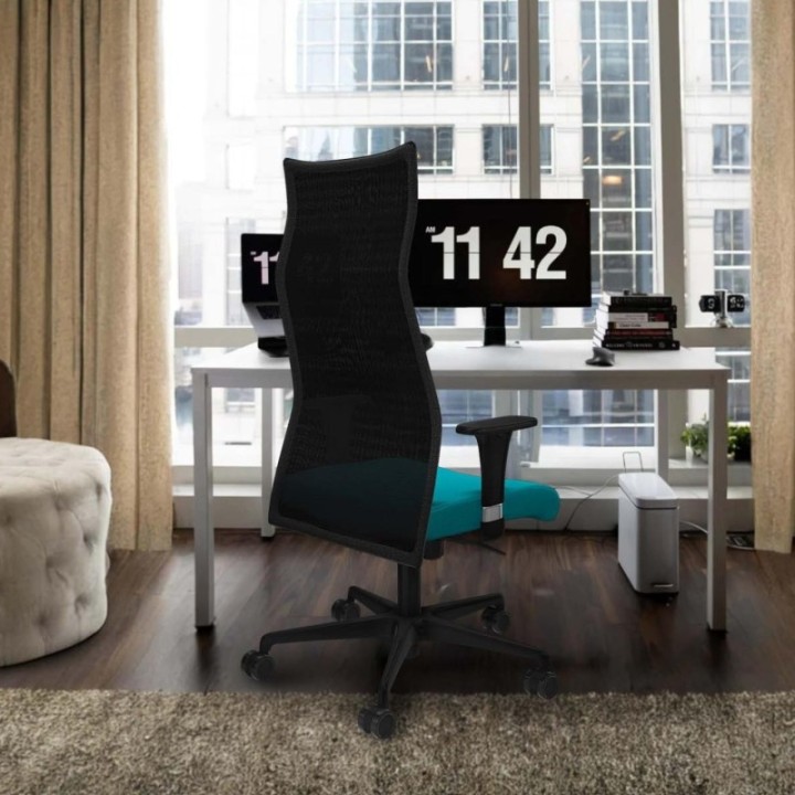 Albacete malla XL sincro malla blanca bali marrón oscuro brazos 1D base nailon ruedas 65mm nailon