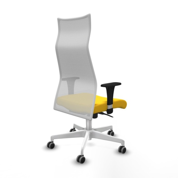 Albacete malla XL sincro malla blanca similpiel amarillo brazos 1D base blanca ruedas 65mm engomadas