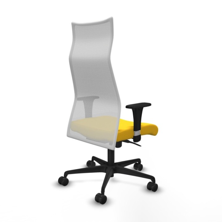 Albacete malla XL sincro malla blanca similpiel amarillo brazos 1D base nailon ruedas 65mm nailon