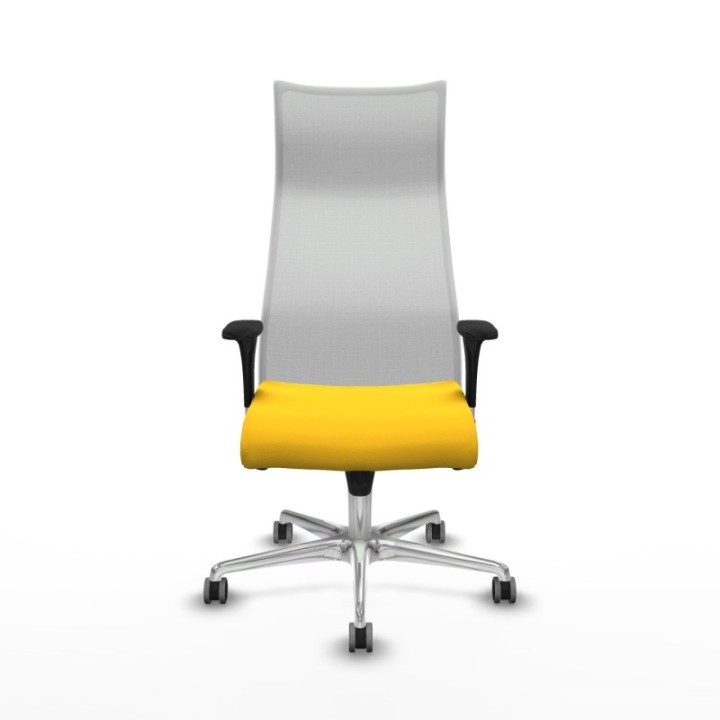 Albacete malla XL sincro malla blanca similpiel amarillo brazos 1D base aluminio ruedas 65mm engomadas