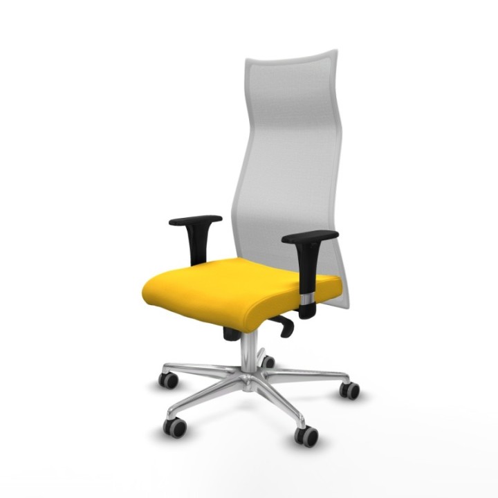 Albacete malla XL sincro malla blanca similpiel amarillo brazos 1D base aluminio ruedas 65mm engomadas