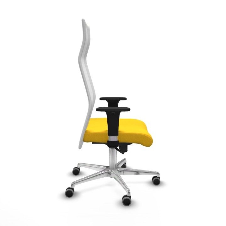 Albacete malla XL sincro malla blanca similpiel amarillo brazos 1D base aluminio ruedas 65mm engomadas