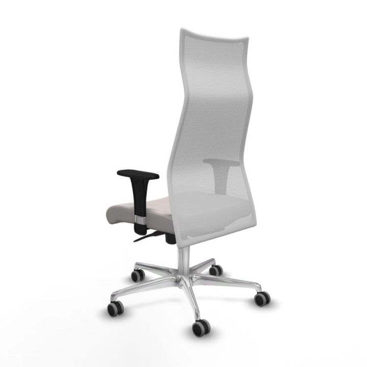 Albacete malla XL sincro malla blanca similpiel blanco brazos 1D base aluminio ruedas 65mm engomadas