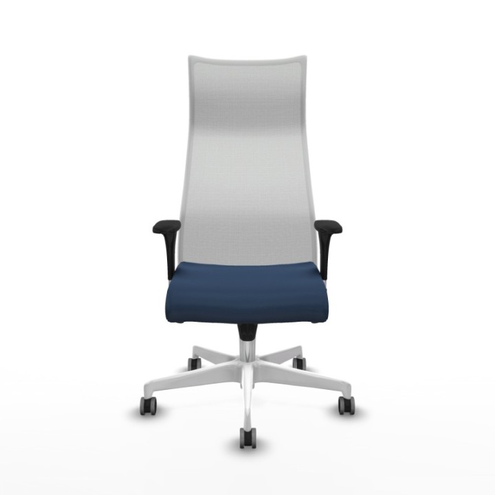 Albacete malla XL sincro malla blanca similpiel azul marino brazos 1D base blanca ruedas 65mm engomadas