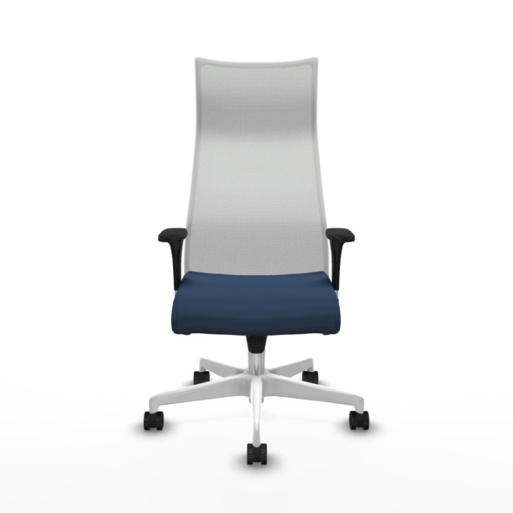 Albacete malla XL sincro malla blanca similpiel azul marino brazos 1D base blanca ruedas 65mm nailon