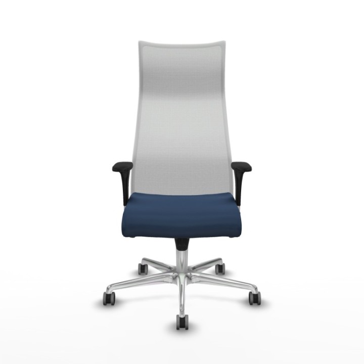 Albacete malla XL sincro malla blanca similpiel azul marino brazos 1D base aluminio ruedas 65mm engomadas