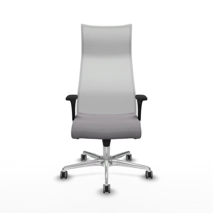 Albacete malla XL sincro malla blanca similpiel gris brazos 1D base aluminio ruedas 65mm engomadas