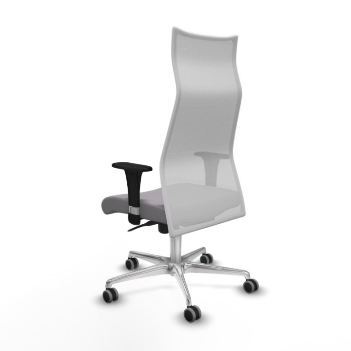 Albacete malla XL sincro malla blanca similpiel gris brazos 1D base aluminio ruedas 65mm engomadas