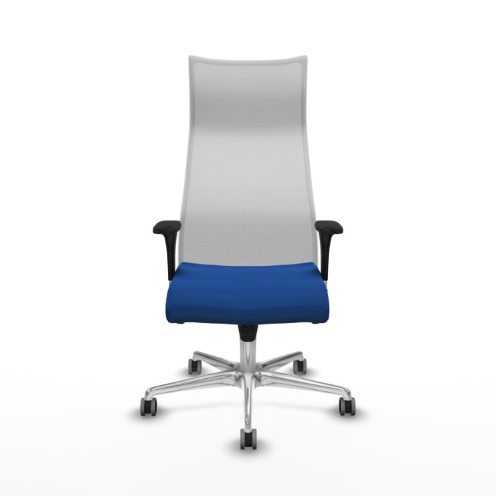 Albacete malla XL sincro malla blanca similpiel azul brazos 1D base aluminio ruedas 65mm engomadas