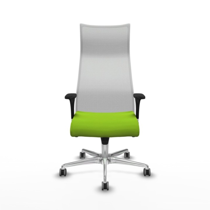 Albacete malla XL sincro malla blanca similpiel pistacho brazos 1D base aluminio ruedas 65mm engomadas