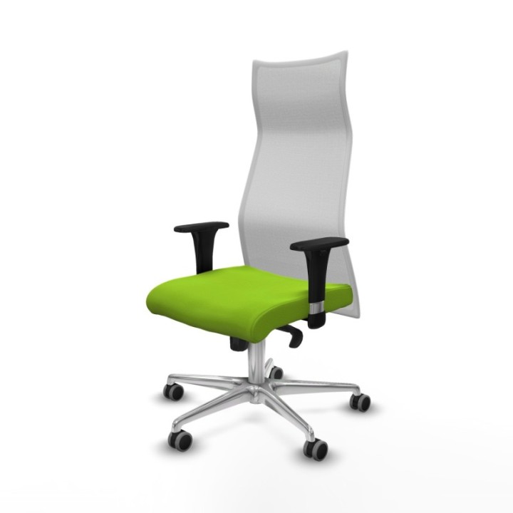 Albacete malla XL sincro malla blanca similpiel pistacho brazos 1D base aluminio ruedas 65mm engomadas