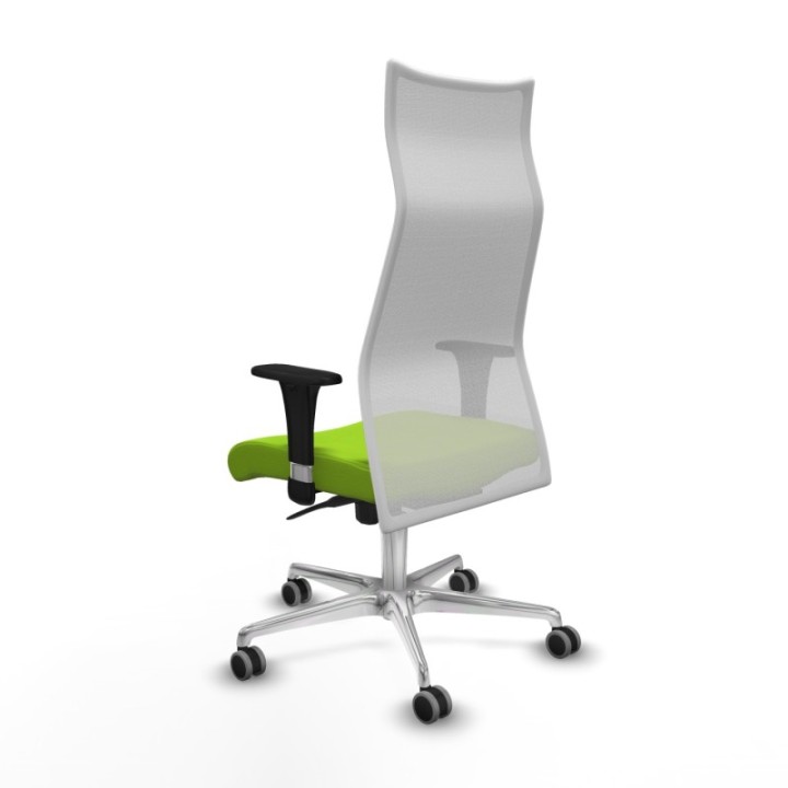 Albacete malla XL sincro malla blanca similpiel pistacho brazos 1D base aluminio ruedas 65mm engomadas