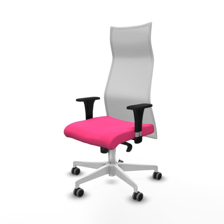 Albacete malla XL sincro malla blanca similpiel rosa brazos 1D base blanca ruedas 65mm engomadas