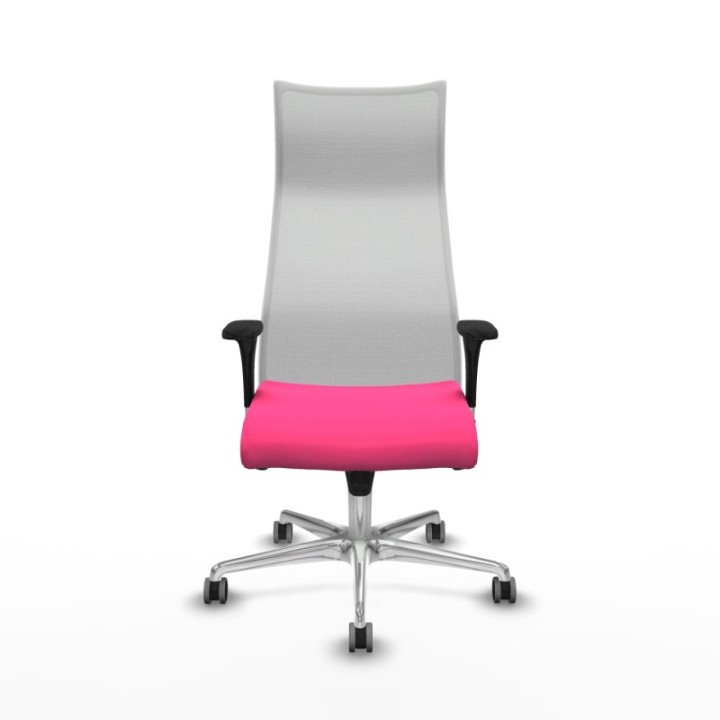 Albacete malla XL sincro malla blanca similpiel rosa brazos 1D base aluminio ruedas 65mm engomadas