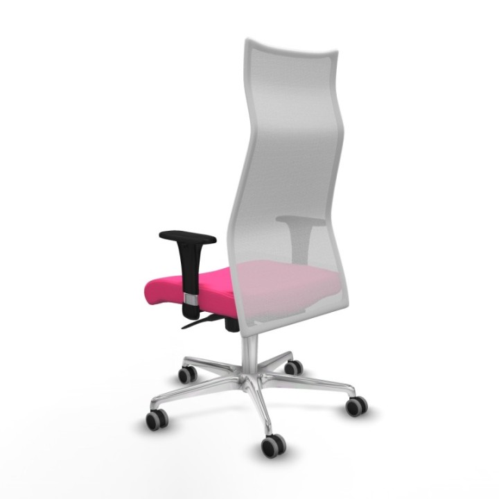 Albacete malla XL sincro malla blanca similpiel rosa brazos 1D base aluminio ruedas 65mm engomadas