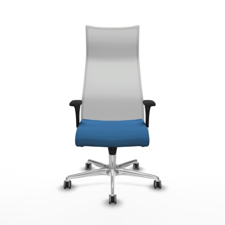 Albacete malla XL sincro malla blanca similpiel azul claro brazos 1D base aluminio ruedas 65mm engomadas