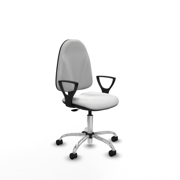 Algarra CP bali blanco brazos fijos base cromada ruedas nailon 50mm