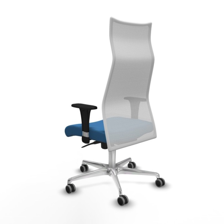 Albacete malla XL sincro malla blanca similpiel azul claro brazos 1D base aluminio ruedas 65mm engomadas