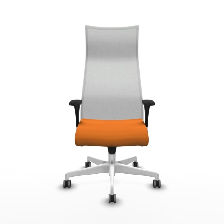 Albacete malla XL sincro malla blanca similpiel naranja brazos 1D base blanca ruedas 65mm engomadas