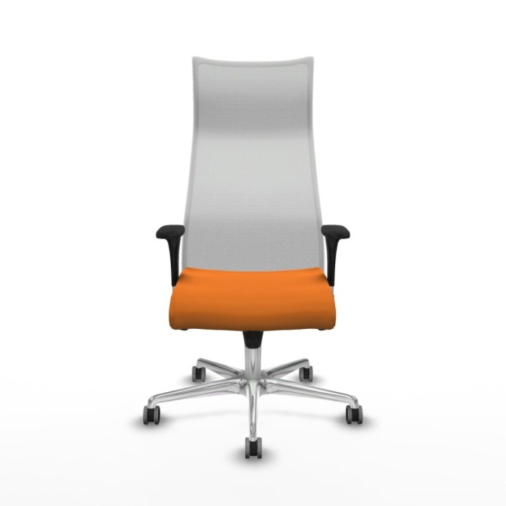 Albacete malla XL sincro malla blanca similpiel naranja brazos 1D base aluminio ruedas 65mm engomadas