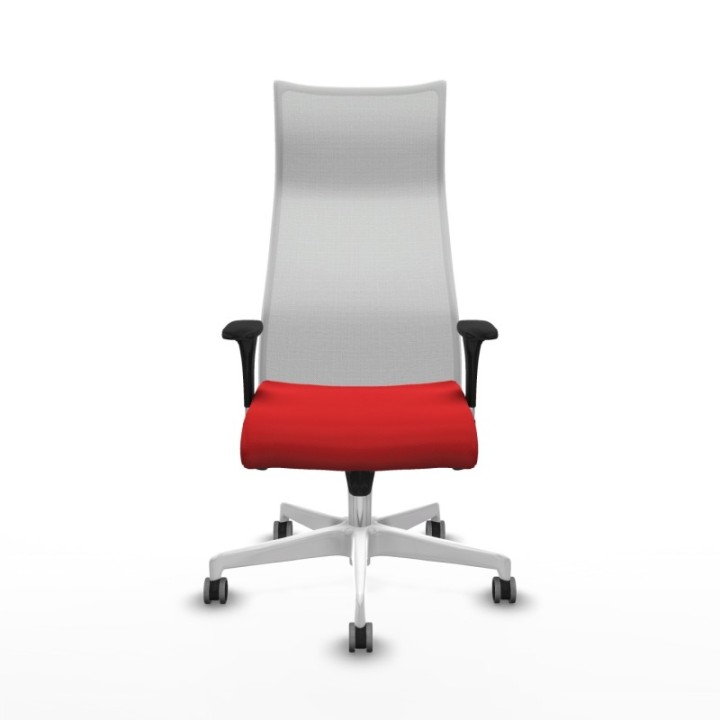 Albacete malla XL sincro malla blanca similpiel rojo brazos 1D base blanca ruedas 65mm engomadas