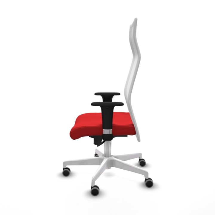 Albacete malla XL sincro malla blanca similpiel rojo brazos 1D base blanca ruedas 65mm engomadas